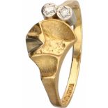 Lapponia design ring bicolor goud, ca. 0.04 ct. diamant - 14 kt.Designer Björn Weckström. 2 Single