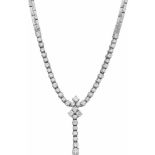 Klassieke collier witgoud, ca. 1.83 ct. diamant - 18 kt.43 Briljant geslepen diamanten (5x ca. 0.