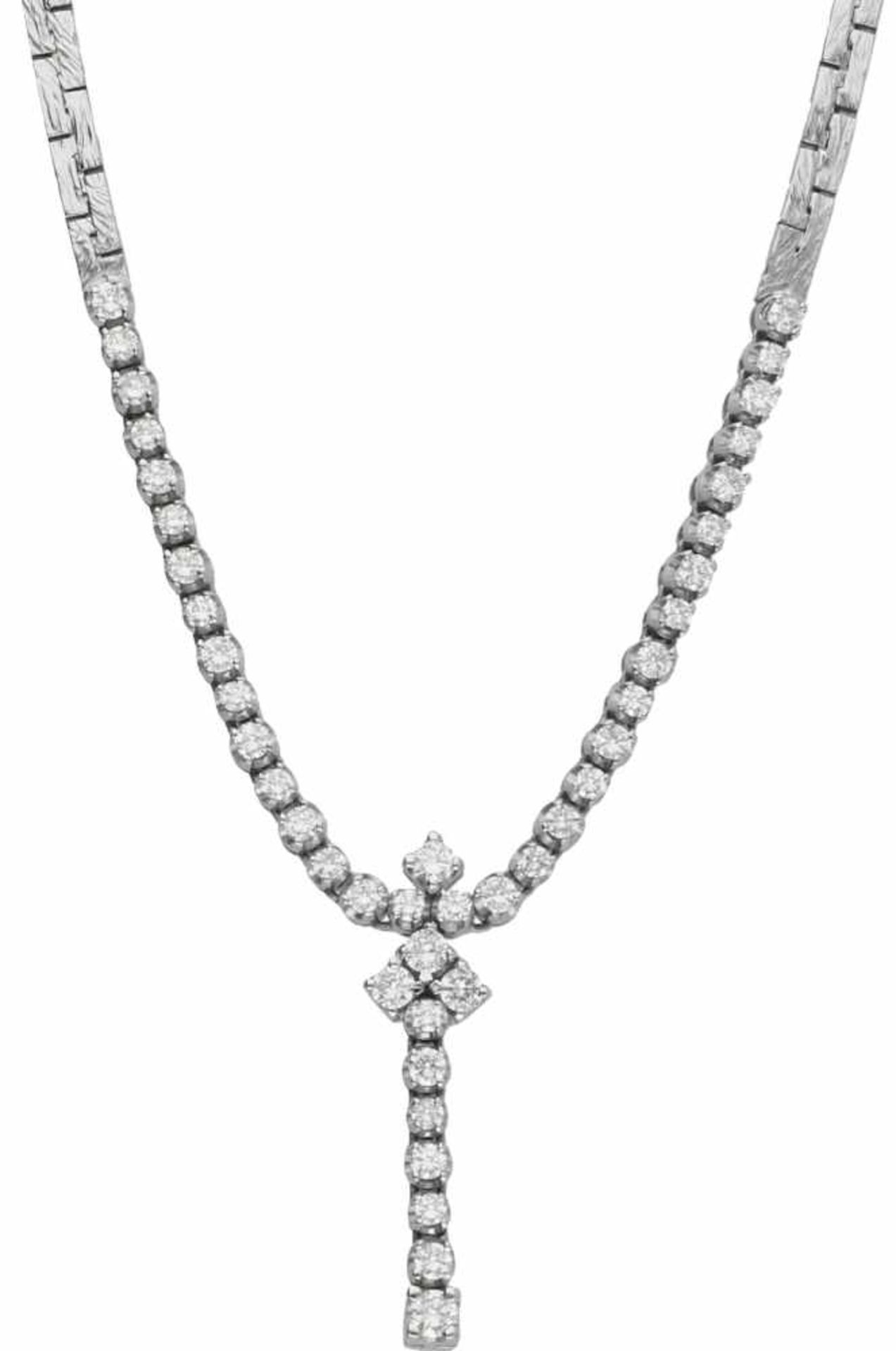 Klassieke collier witgoud, ca. 1.83 ct. diamant - 18 kt.43 Briljant geslepen diamanten (5x ca. 0.