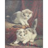 Cornelis Raaphorst (1875-1954). Twee kittens. Olieverf op doek. Gesigneerd linksonder. Afm. 32 x