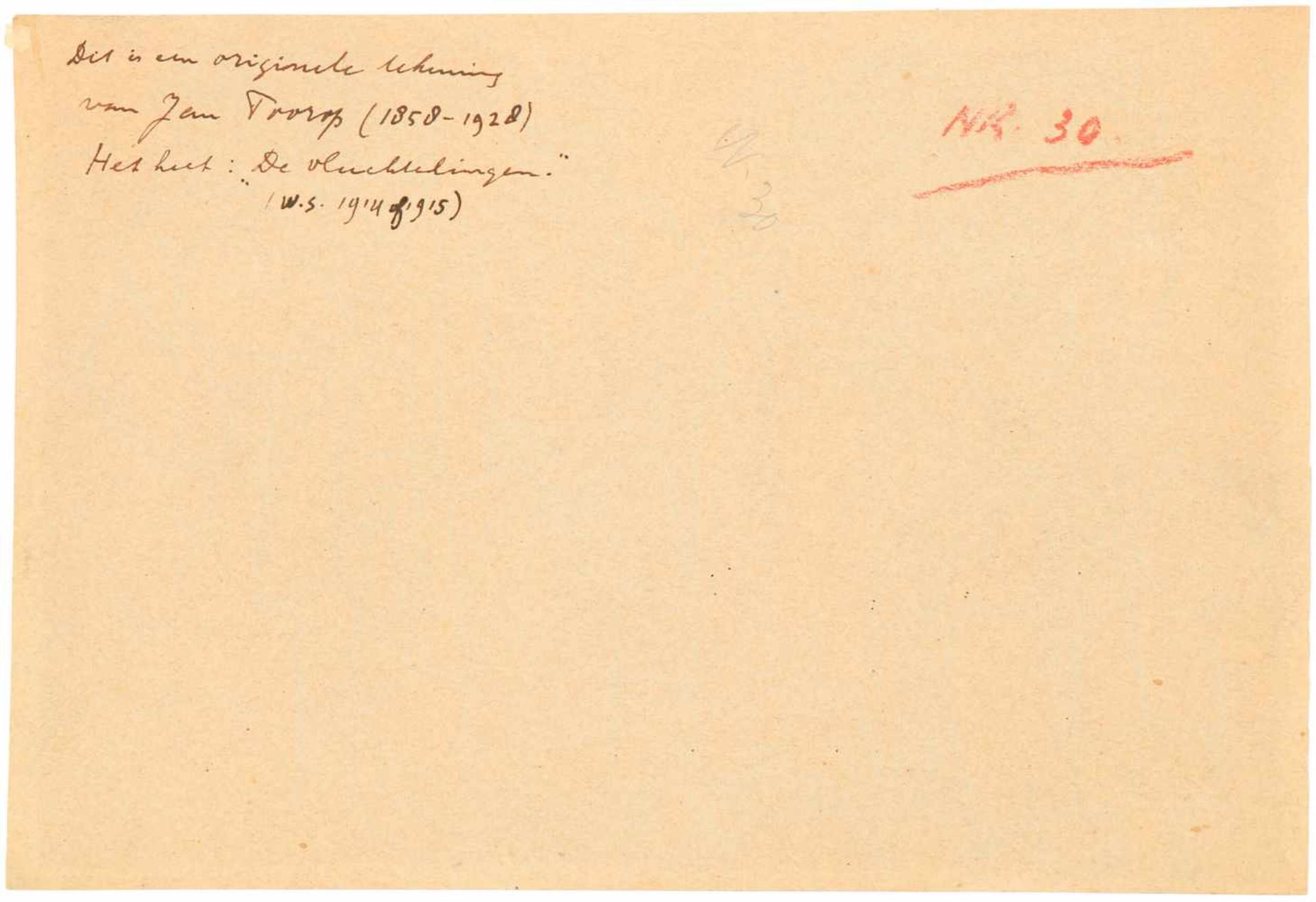 Jan Toorop (1858-1928).Belgische vluchtelingen. Houtskool op papier, te dateren 1914/1915. Niet - Bild 2 aus 4