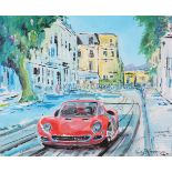 E.J. Kremer (geb. 1963).Ferrari. Acryl op doek. Gesigneerd. Zonder lijst. Afm. 80 x 100 cm.E.J.