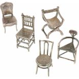 (5) delig lot stoelen zilver.Diverse uitvoeringen en modellen. Nederland, 20e eeuw, Keurtekens: