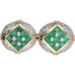 Hanger geelgoud, ca. 0.64 ct. diamant en smaragd - 14 kt.64 Briljant geslepen diamanten (ca. 0.01