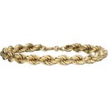 Gedraaide armband geelgoud - 14 kt.L: 19,5 cm. Gewicht: 9,1 gram.Twisted link bracelet yellow gold -