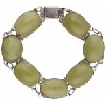 Armband, groene agaat.L: 19 cm. Gewicht: 31 gram.Bracelet, green agate.L: 19 cm. Weight: 31 grams.