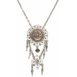 Antiek collier met hanger zilver - 925/1000.L: 40 cm. Gewicht: 7,2 gram.Antique necklace with