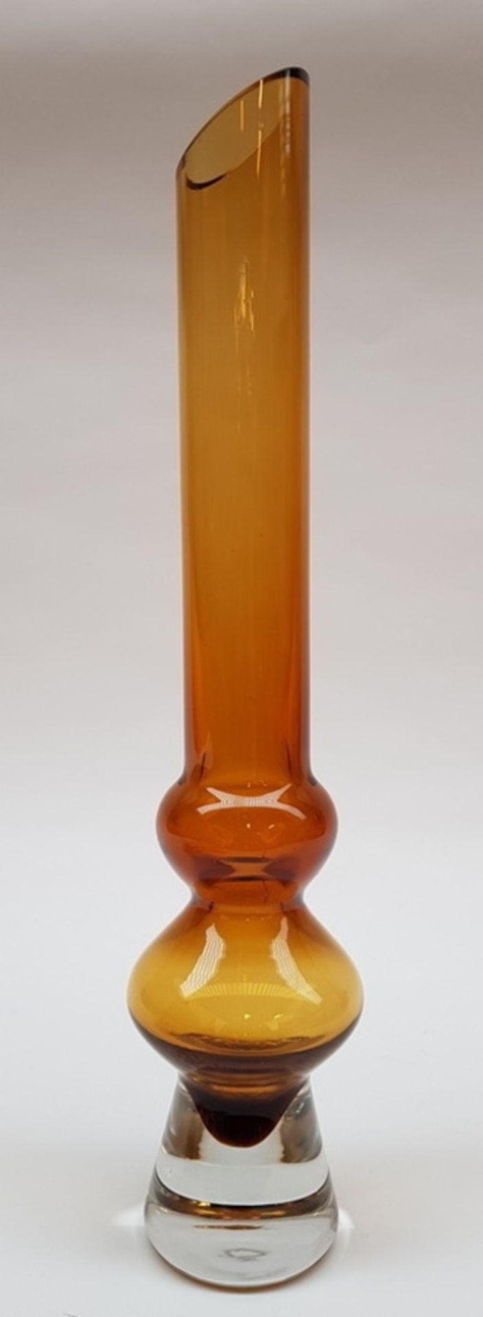 (Design) Amber/helder glazen vintage vaas ontwerp: Bo Borgstrom voor Aseda. Zweden ca. 1960.Amber/ - Bild 5 aus 5