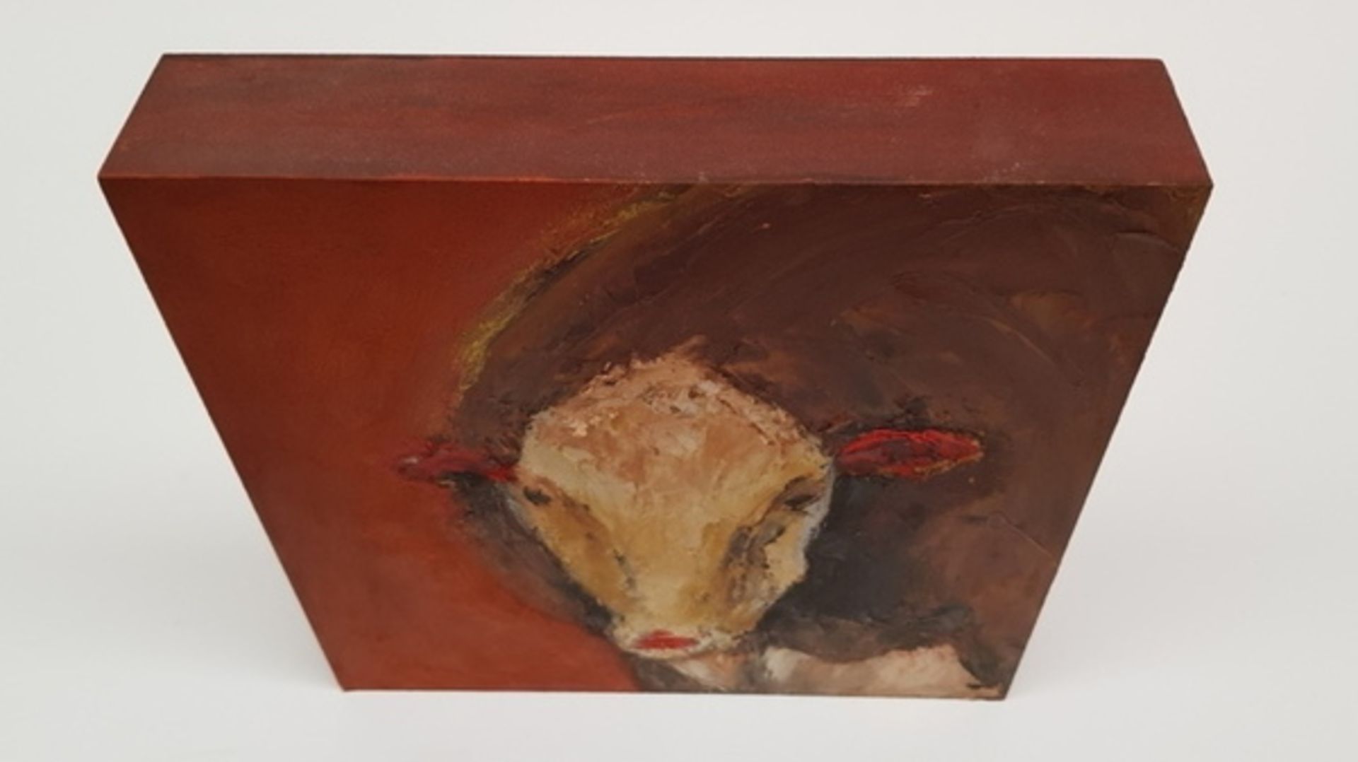 (Kunst) Schildering koe op paneel, gesigneerd R. Bennen, 2003Schildering koe op paneel, gesigneerd - Bild 6 aus 6
