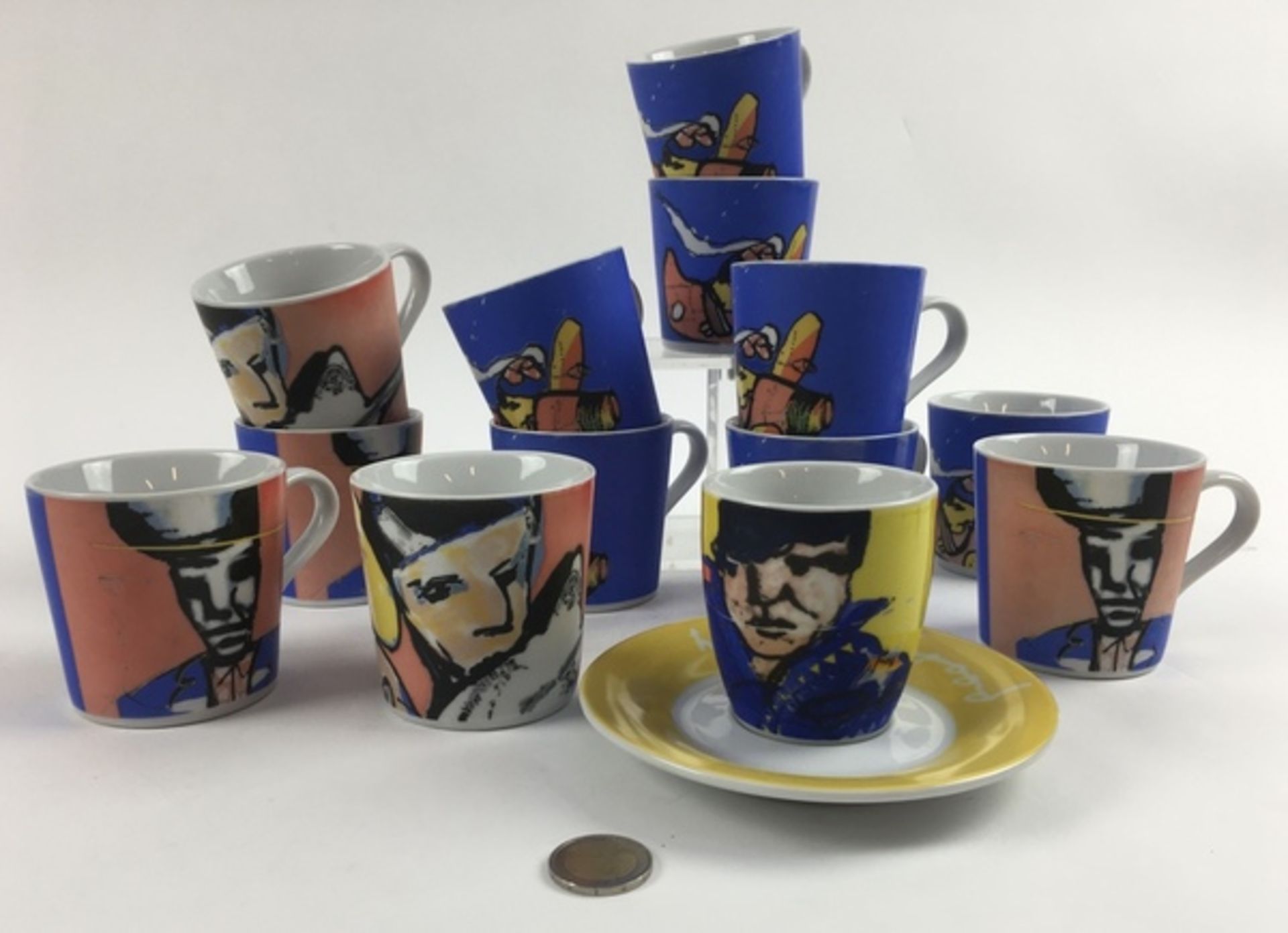 (Design) Porselein, serviesdelen Herman Brood, eind 20e eeuwPorselein, serviesdelen Herman Brood,