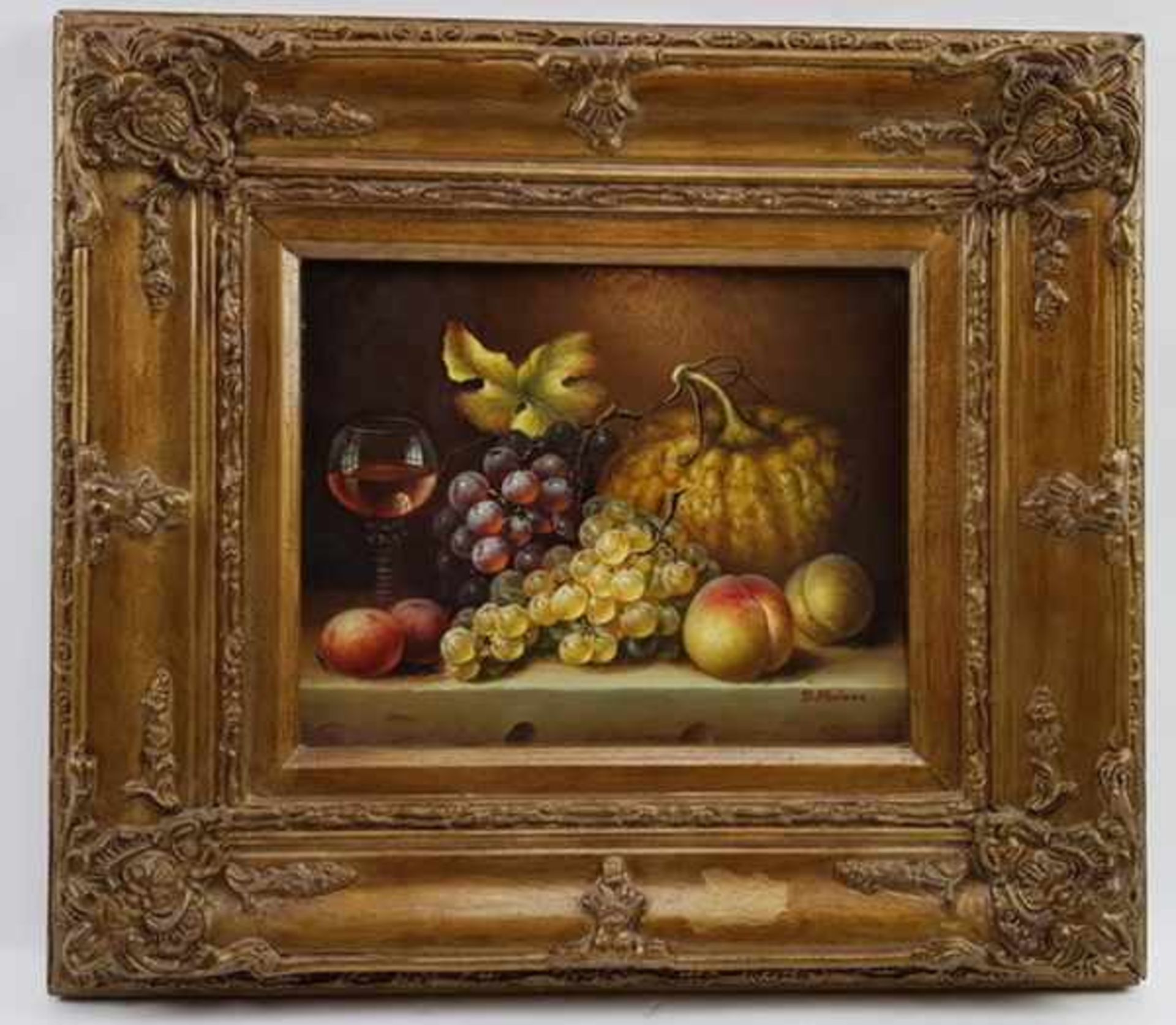 (Kunst) Schilderij, stilleven met fruit, olieverf op paneel, gesigneerd S. AbeloosSchilderij,