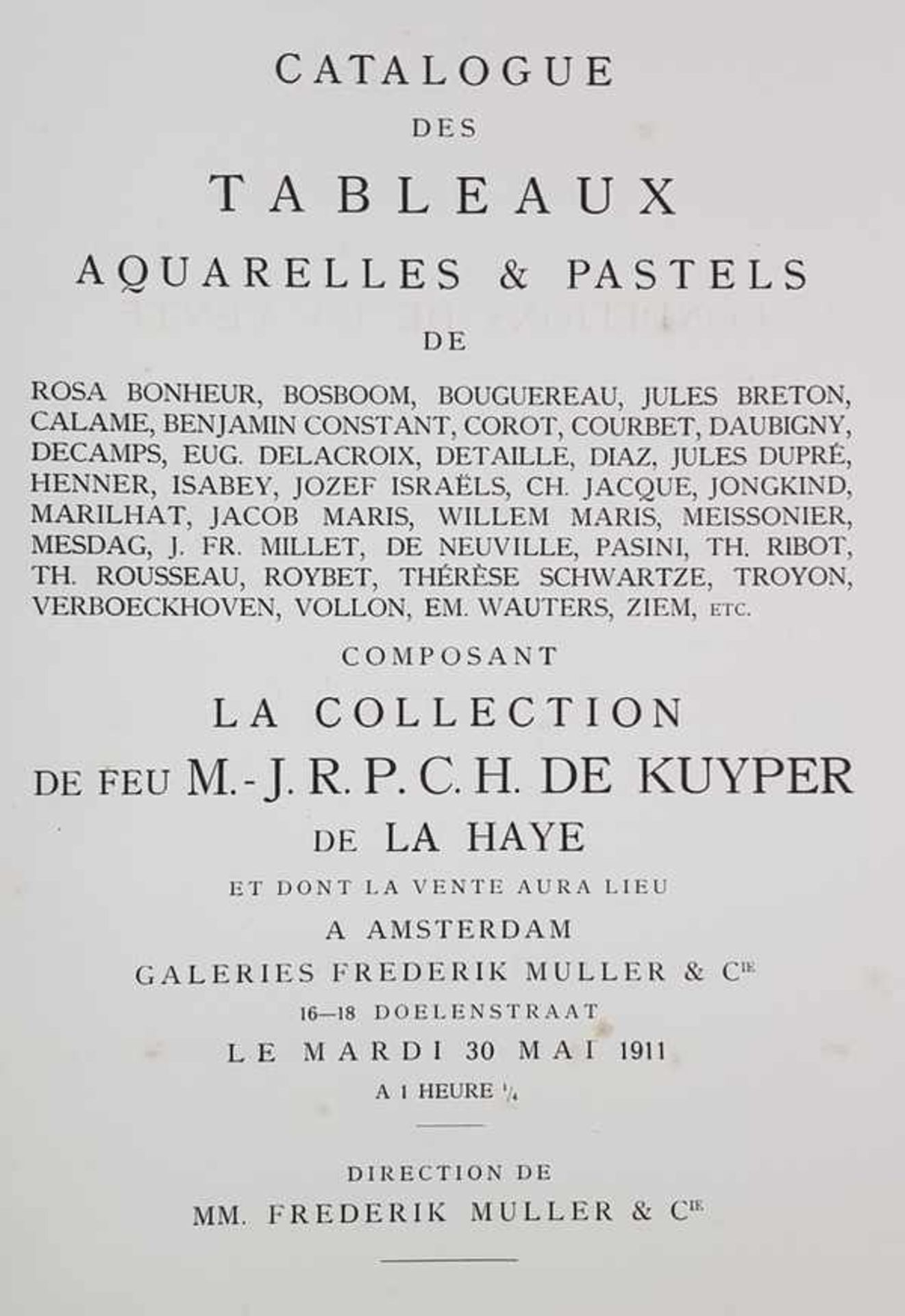 (Boeken) (Kunst) Collection J. R. P. C. H. de Kuyper de La Haye (1911)Collection J. R. P. C. H. - Image 18 of 19