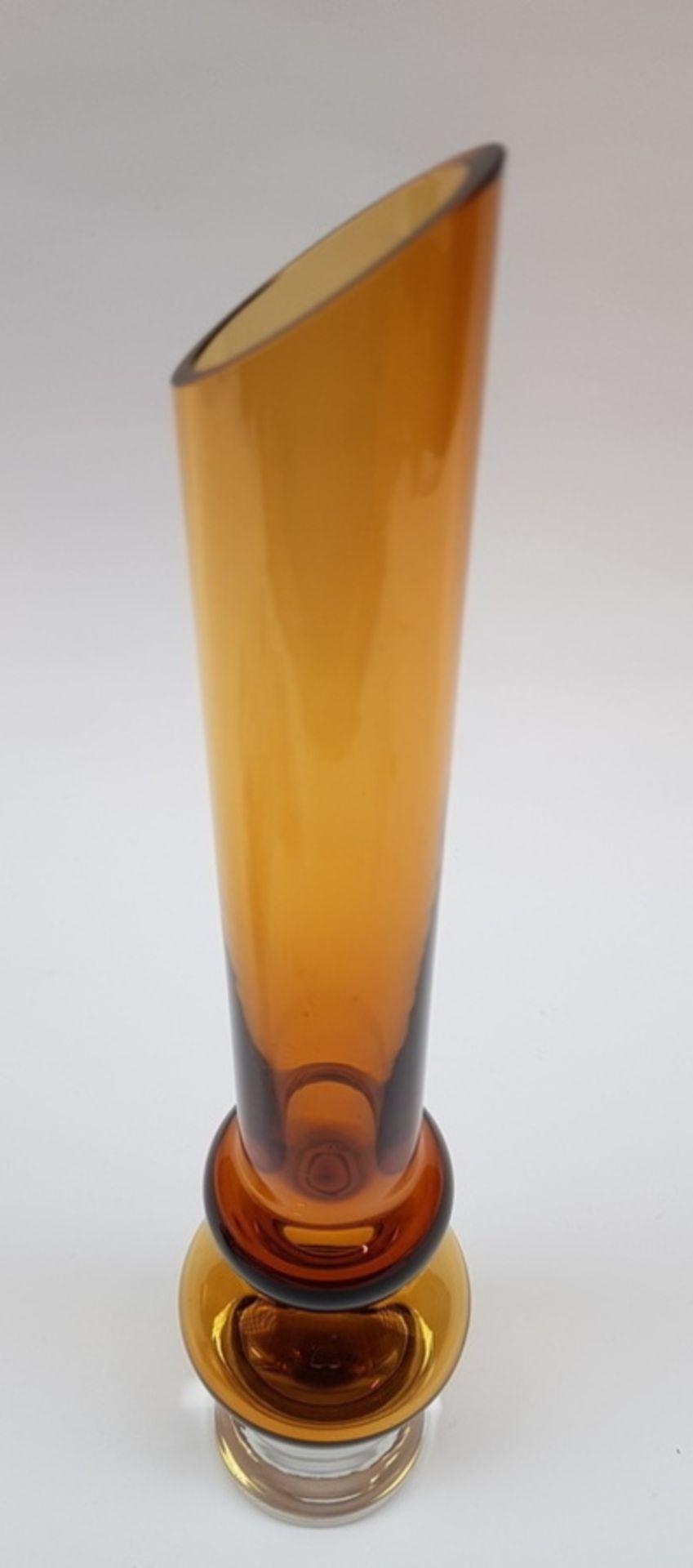 (Design) Amber/helder glazen vintage vaas ontwerp: Bo Borgstrom voor Aseda. Zweden ca. 1960.Amber/ - Bild 4 aus 5