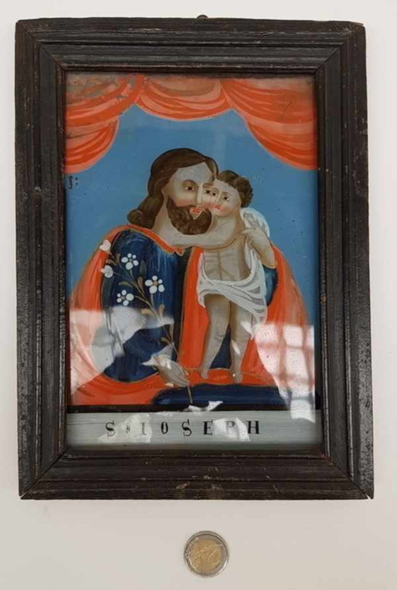 (Curiosa) Achterglas schildering van St. Joseph, vermoedelijk Kaiserswalde, 19e eeuwAchterglas - Bild 5 aus 5