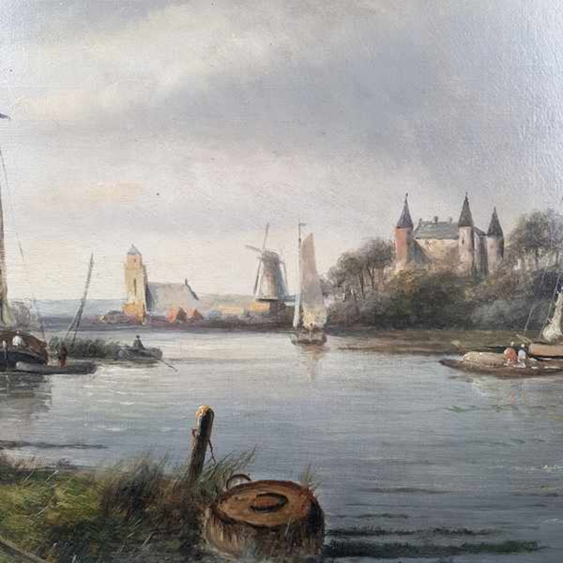 (Kunst) Schilderij, olieverf op doek, Oud Hollands Landschap, J. Corver, 19e eeuwSchilderij, - Bild 2 aus 6