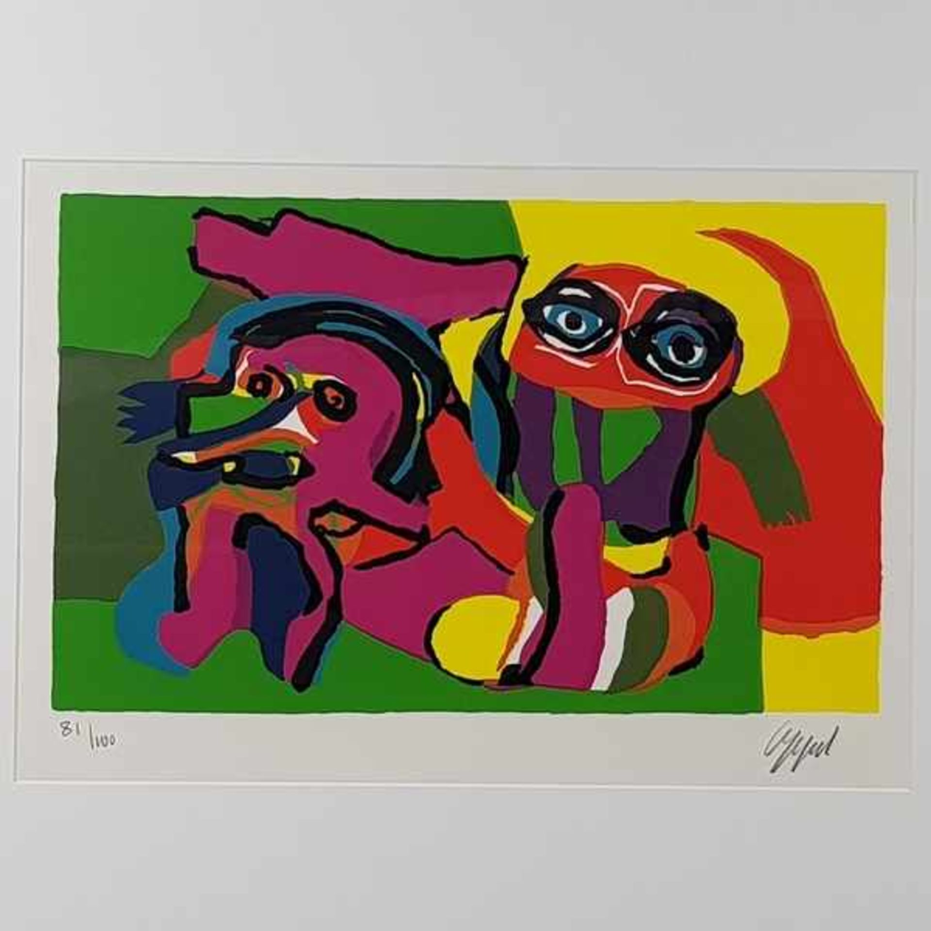 (Kunst) Zeefdruk, Karel Appel, twee figuren, ca. 1975Zeefdruk, Karel Appel, twee figuren ca. 1975, - Bild 2 aus 6