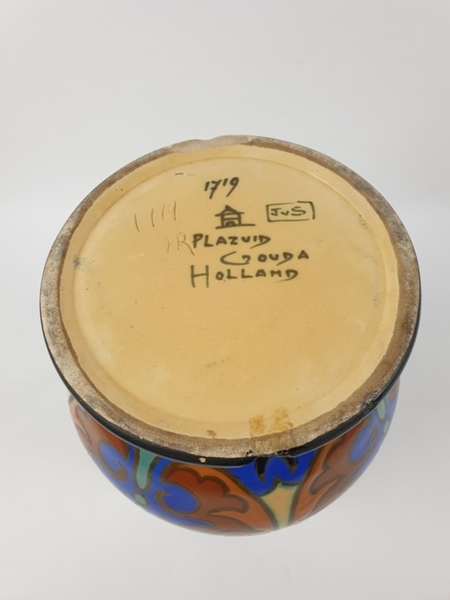 (Curiosa) Aardewerk vaas, Gouda plateel, Zuid- Holland, Jan van Schaik, ca. 1930Aardewerk vaas, - Bild 9 aus 9