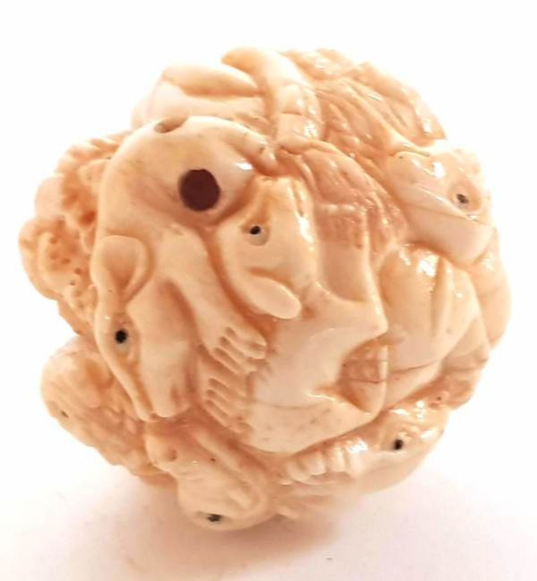 (Aziatica) Benen netsuke bol China 20e eeuwFijn gestoken met alle dieren uit de Chinese - Bild 4 aus 7