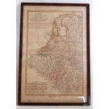 (Curiosa) Kaart van Nederland 18e eeuwCarte des sept provinces-unies des Pays bas 1781. Ingelijst.