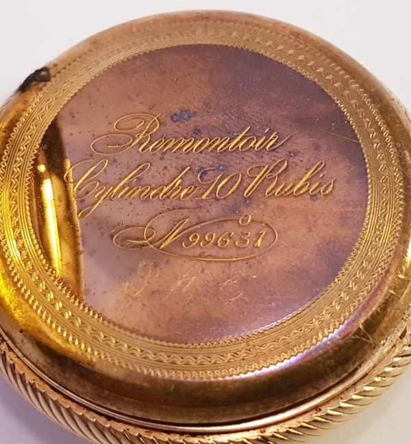 (Goud) Gouden zakhorloge, Remontoir 10 rubis + gouden ketting. Zwitserland 1911.Gouden zakhorloge, - Image 4 of 37