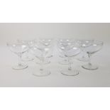 (Kunst) Glas, K.P.C. de Bazel, champagnecoupes servies B glad, Leerdam glasfabriekGlas, K.P.C. de