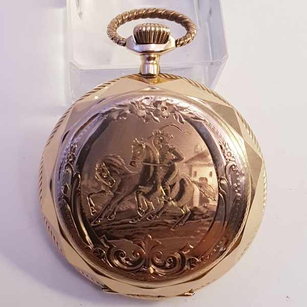 (Goud) Gouden zakhorloge, Remontoir 10 rubis + gouden ketting. Zwitserland 1911.Gouden zakhorloge, - Image 34 of 37