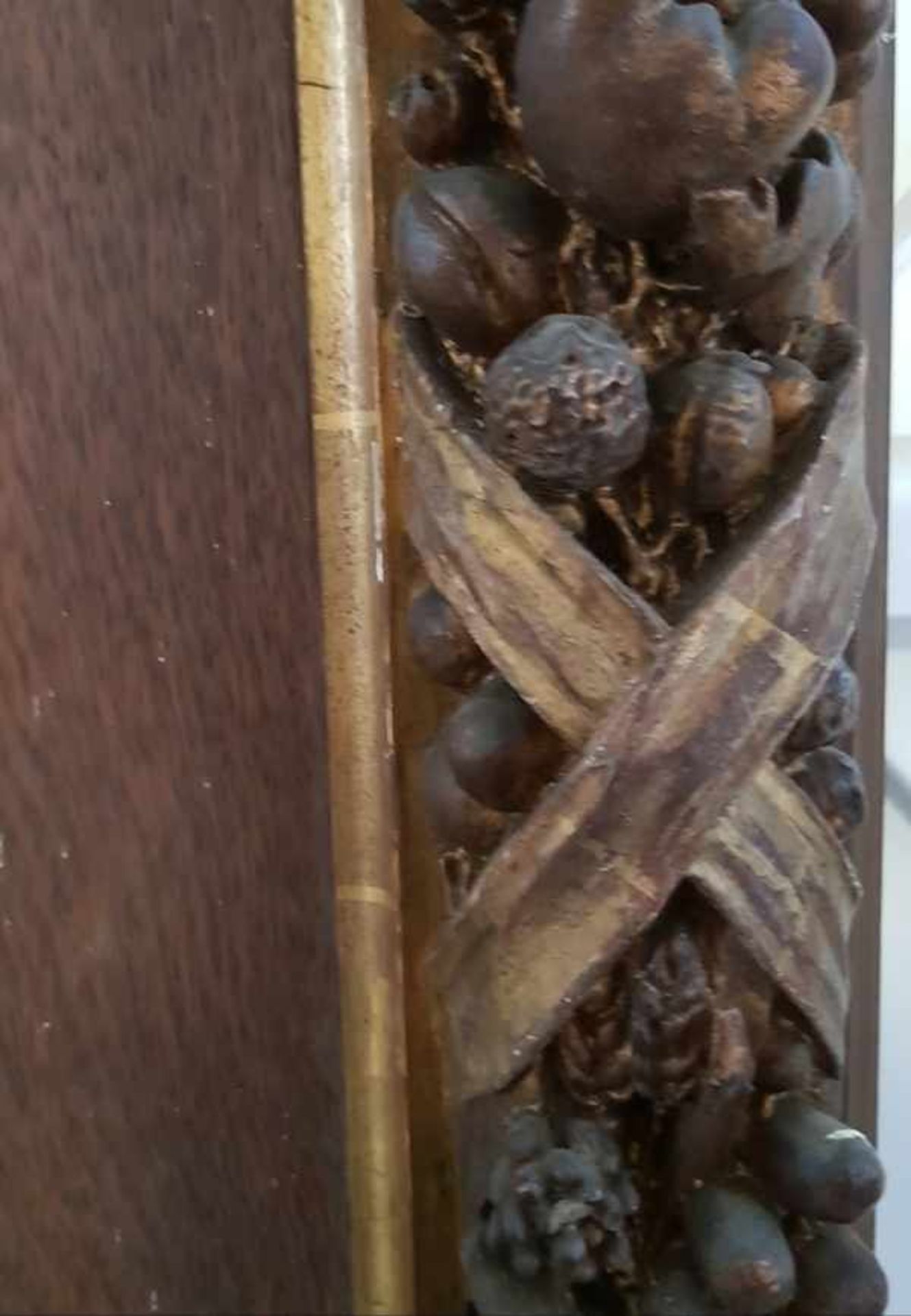 (Antiek) Zeer grote houten lijst met gipsen decoratie van vruchten, 19e eeuwZeer grote houten - Bild 5 aus 6