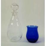 (Kunst) Glas, karaf De Bazel servies H, waterglas Cornelis de Lorm voor Leerdam glasfabrieken, ca.