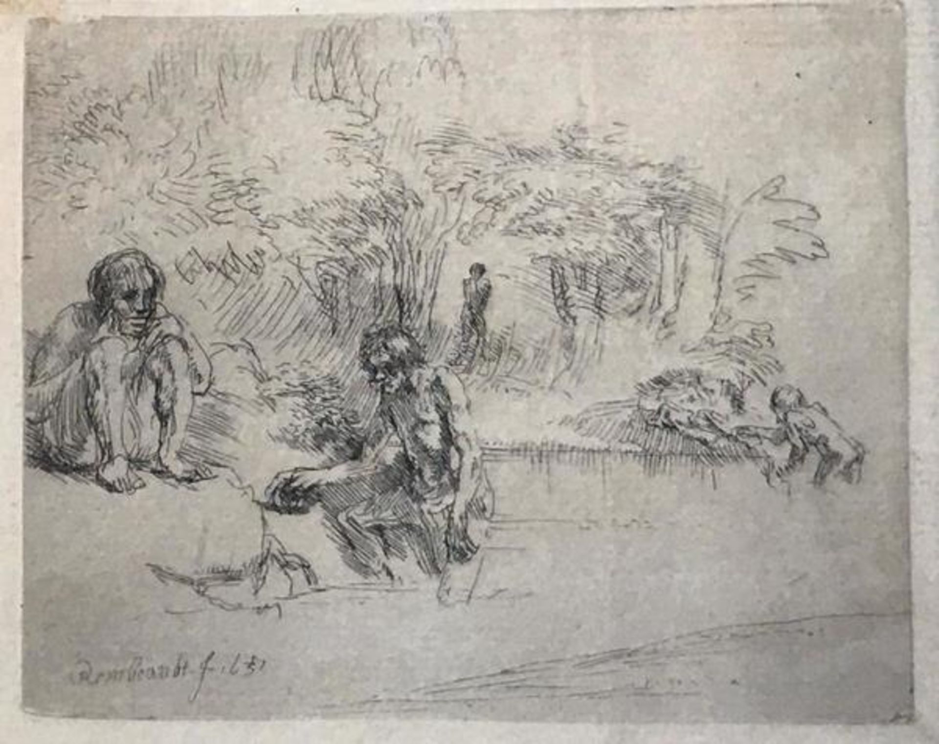 (Kunst) Ets Rembrandt ‰ÛÏDe Baders‰Û, postume afdrukEts van Rembrandt ‰ÛÏ De Baders‰Û, een - Bild 10 aus 10