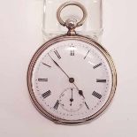 (Zilver) Zilver, heren zakhorloge, Duits 2e helft 19e eeuw.Zilver, heren zakhorloge, Duits 2e