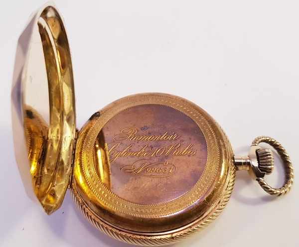 (Goud) Gouden zakhorloge, Remontoir 10 rubis + gouden ketting. Zwitserland 1911.Gouden zakhorloge, - Image 5 of 37