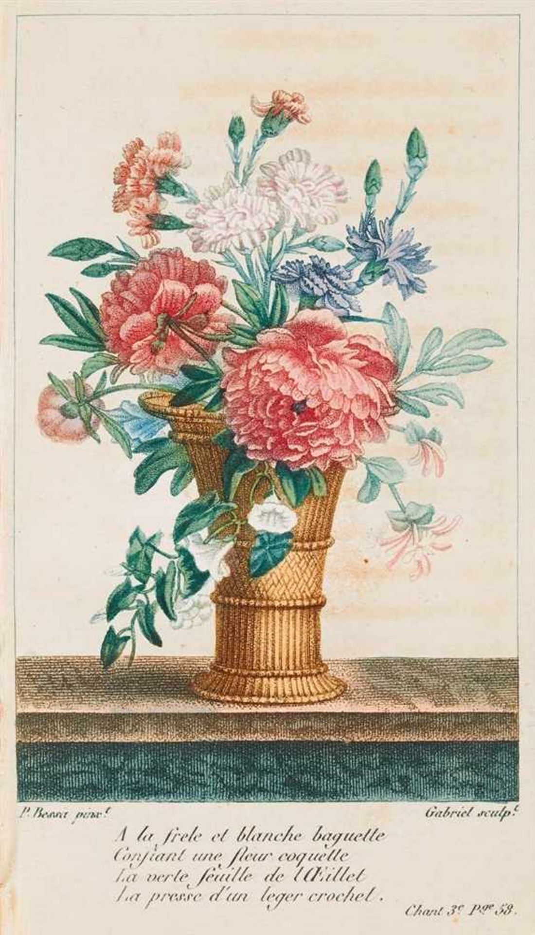 Mollevaut, Charles Louis: Les fleurs. Poëme en quatre chants. Paris: A. Bertrand (1818). 13,5 x 8 - Bild 2 aus 2