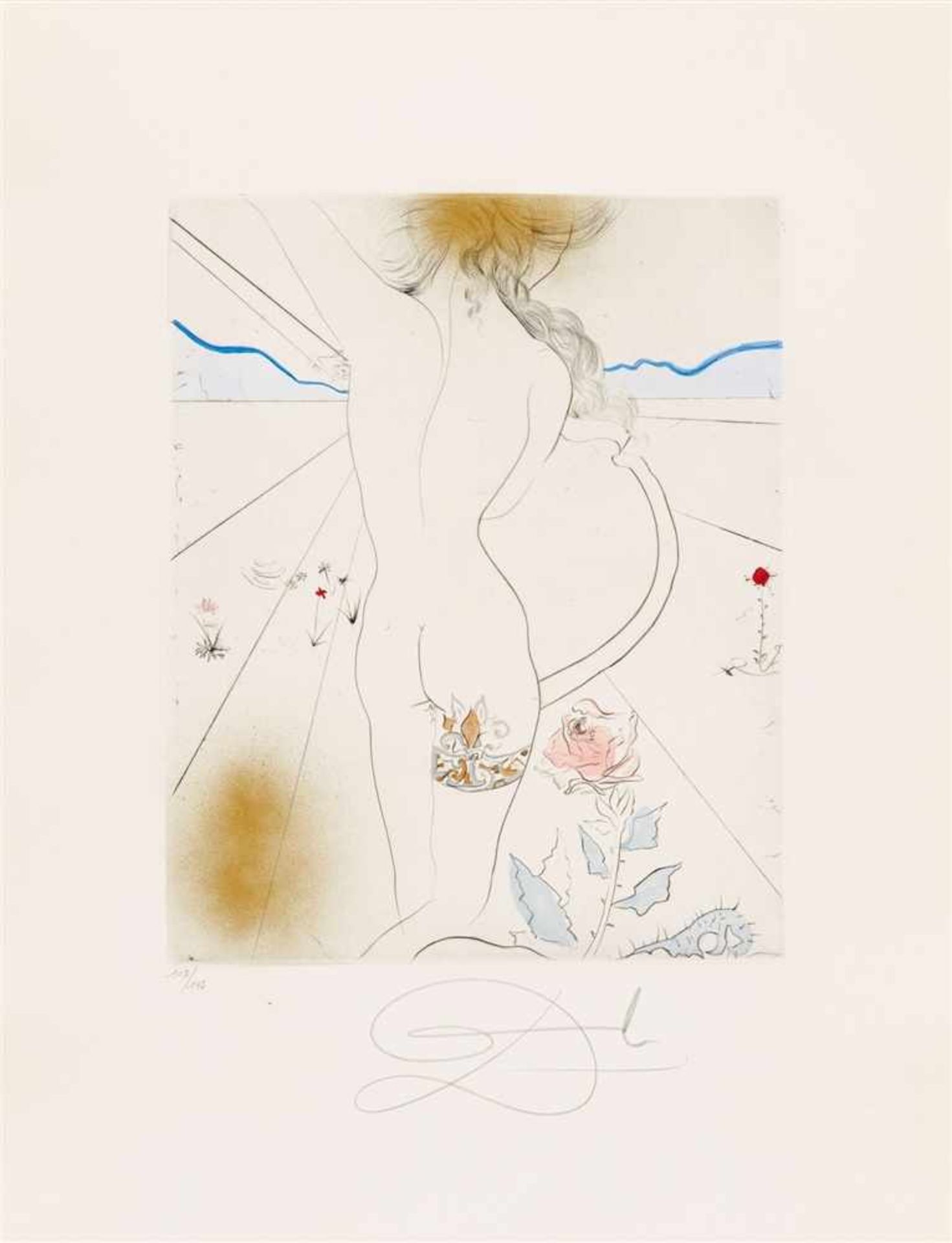 SALVADOR DALI 1904 - 1989THE HIPPIES 1969/1970Leinenmappe mit 11 Blatt, teils aquarellierten und - Bild 6 aus 12