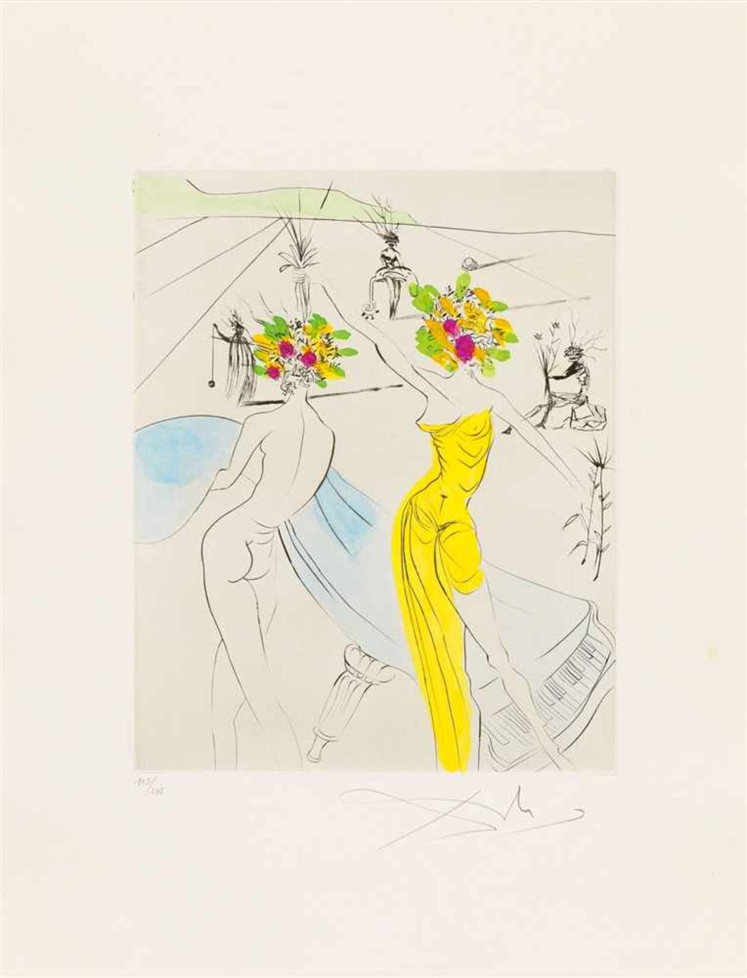 SALVADOR DALI 1904 - 1989THE HIPPIES 1969/1970Leinenmappe mit 11 Blatt, teils aquarellierten und - Bild 8 aus 12