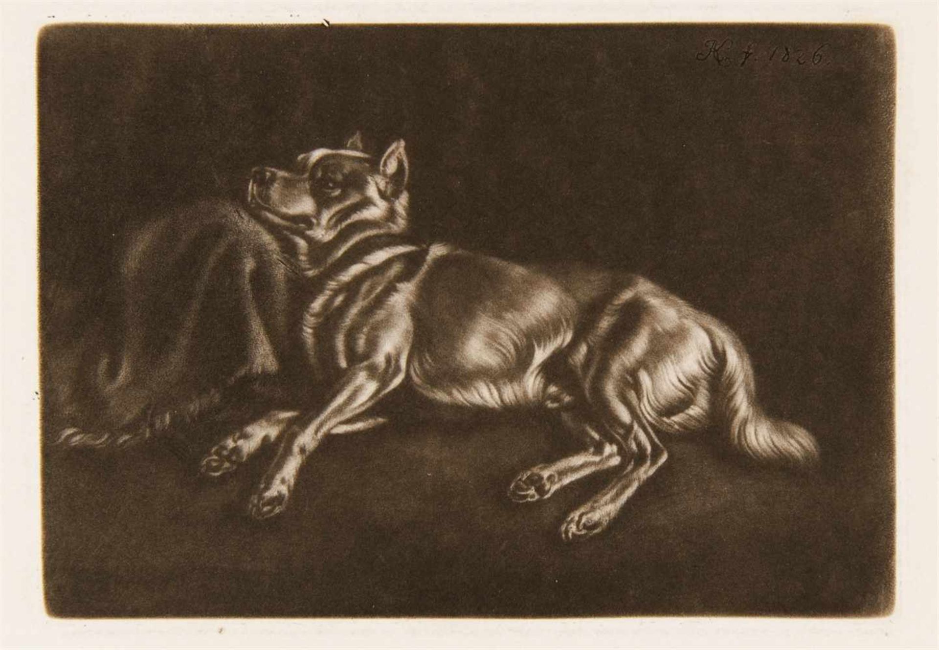 JOHANN ADAM KLEINNürnberg 1792 - 1875 MünchenRuhender Hund. 1826. / Drei Affen. 1828. - Bild 2 aus 2