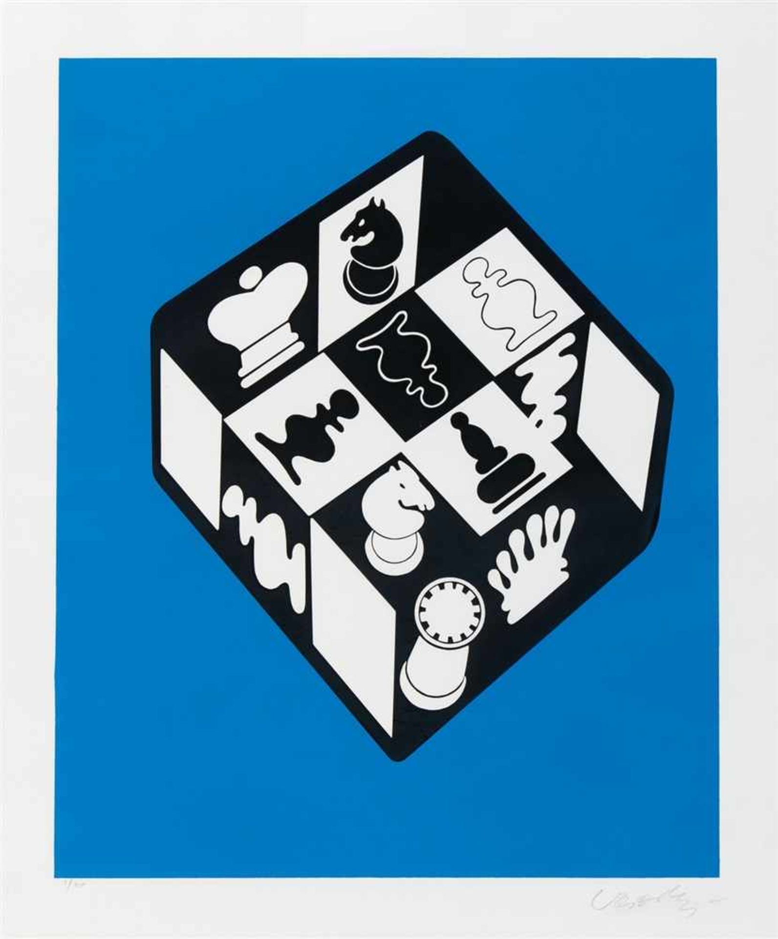 VICTOR VASARELY 1906 - 1997 OHNE TITEL (SCHACH) 2 Blatt Farbserigraphien auf Karton. Jeweils