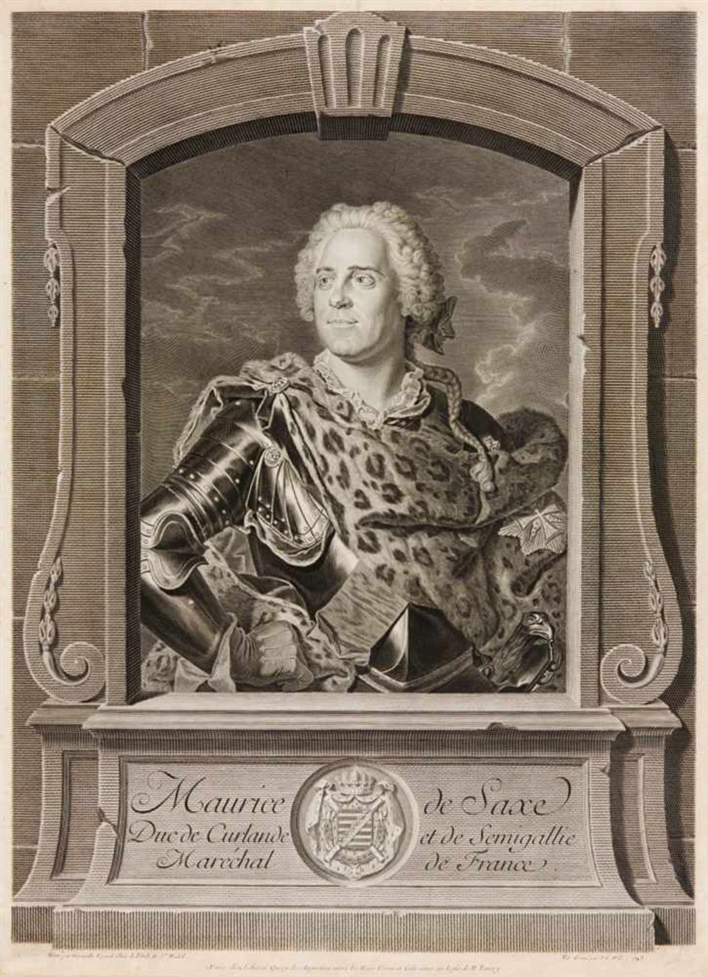 Porträts- – Hermann Moritz Graf von Sachsen, gen. "Maréchal de Saxe", (Goslar 1696 - 1750 Schloss - Image 2 of 2