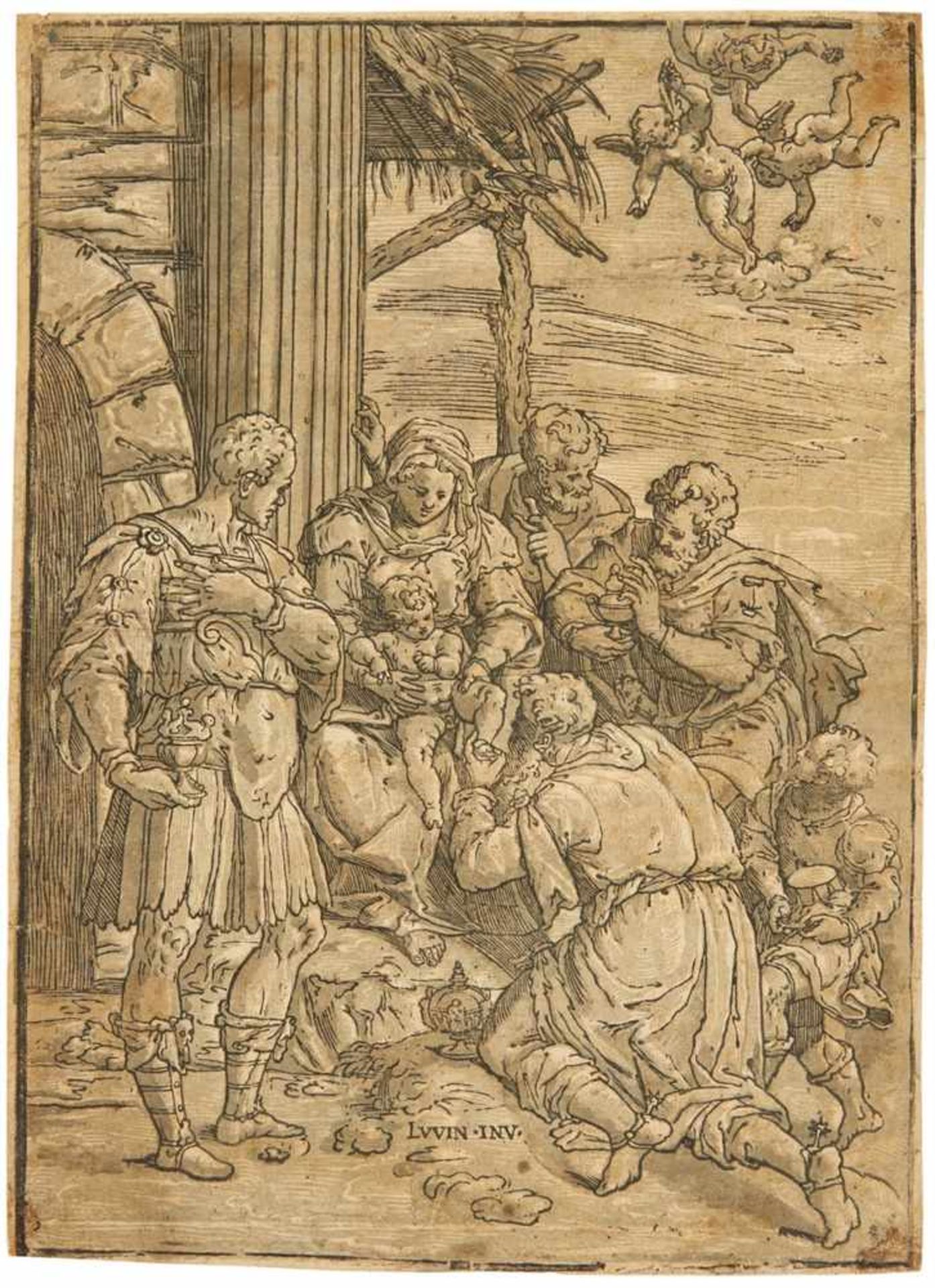 ANDREA ANDREANIMantua 1558/59 - 1629Die Anbetung der Könige. Clair-obscur-Holzschnitt von 3