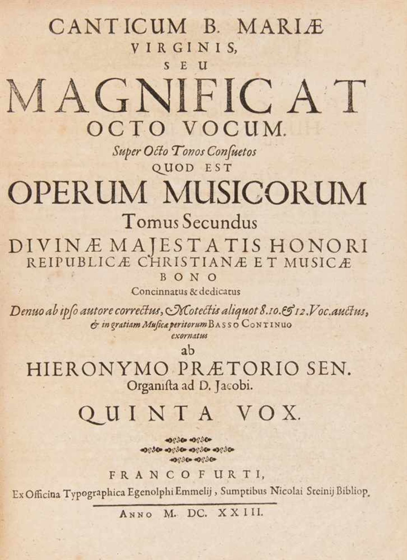 Praetorius, Hieronymus: (Opus musicum) - [1.] Cantiones sacrae de festis praecipuis totius anni V. - Bild 2 aus 2