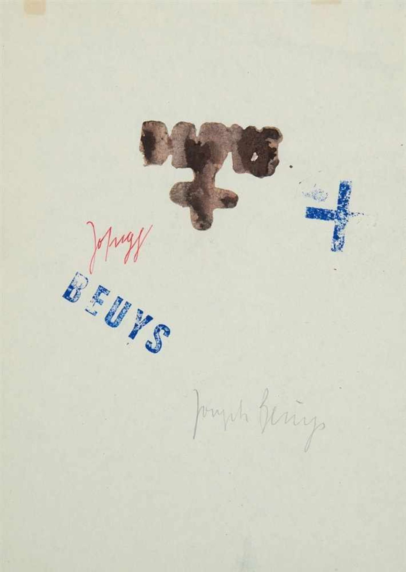 JOSEPH BEUYS 1921 - 1986 OHNE TITEL (GESPRÄCH) 1974 Aquarell, gestempelt auf dünnem Papier. Signiert
