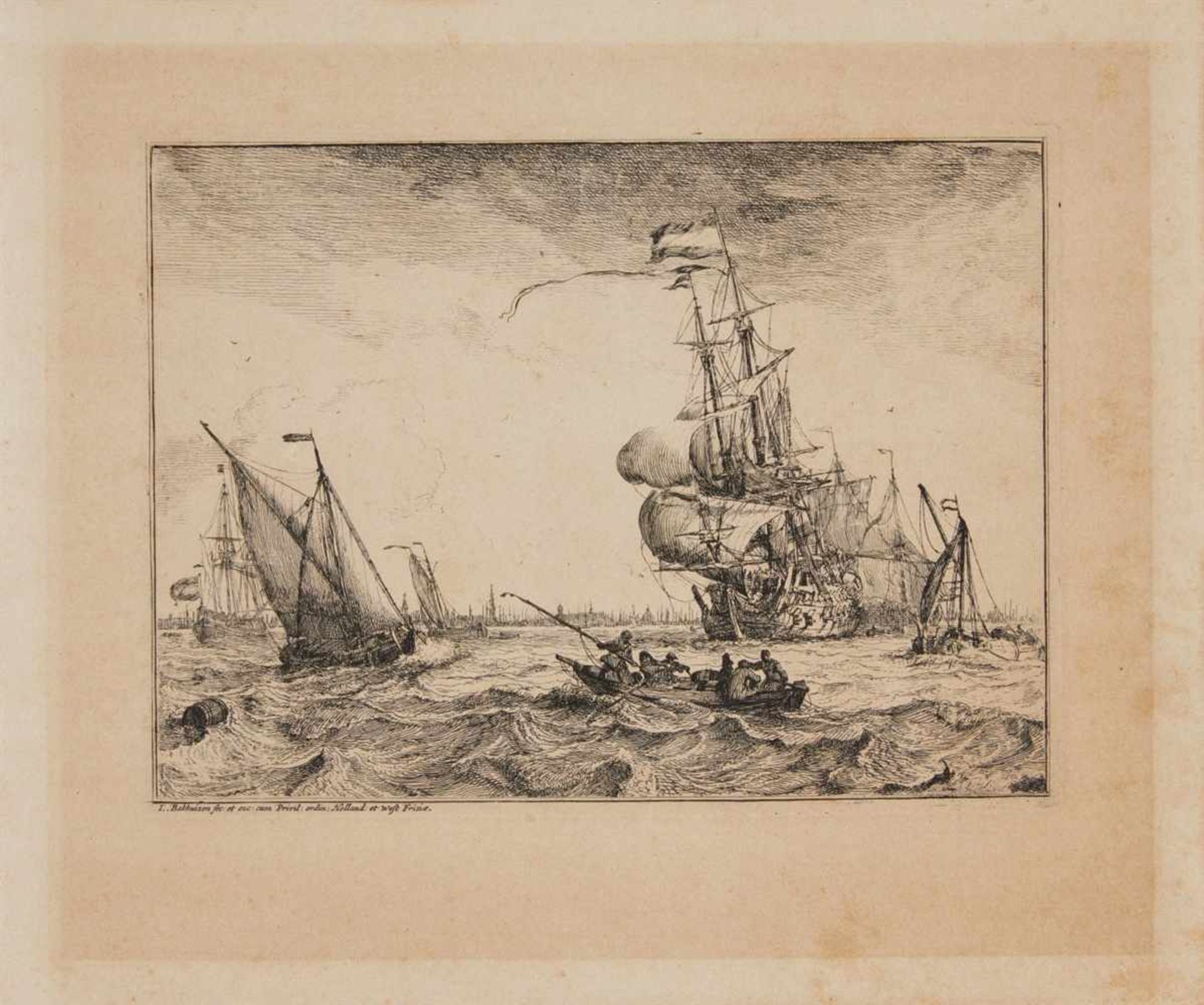 LUDOLF BACKHUIZENEmden 1631 - 1708 Amsterdam D’Y Stroom en Zeegezichten, Seestücke mit Ansichten von