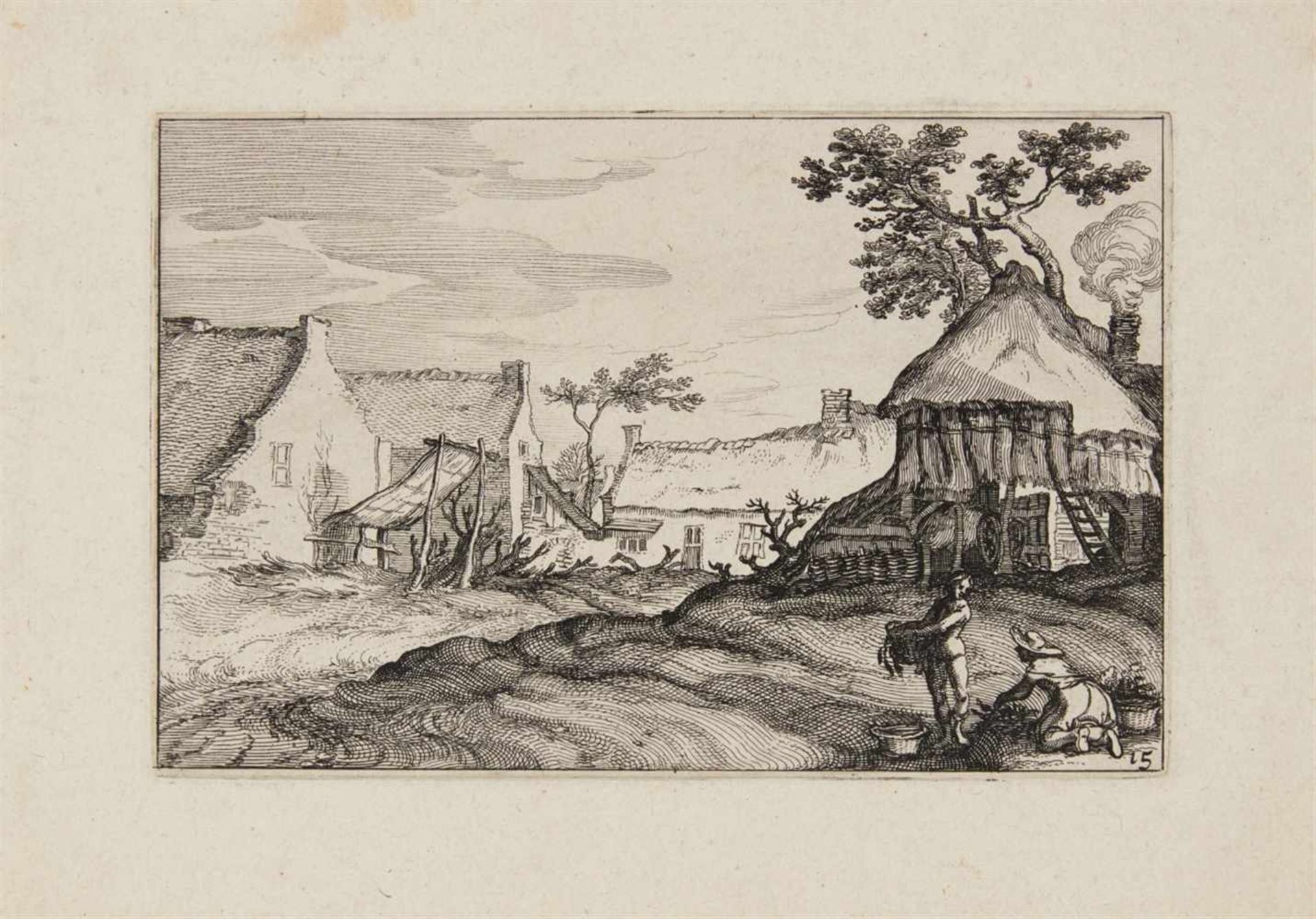 FREDERIK BLOEMAERTUtrecht 1610 - 1669 Bauernhäuser. Radierung auf Bütten, wohl Blatt 15 einer