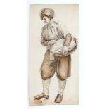 Omgeving Abraham van Strij I (1753-1826)Two studies of a standing man with a wicker basket and a