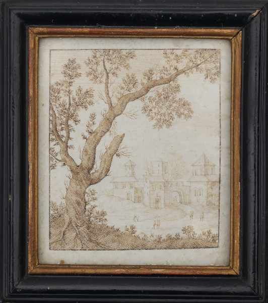 Omgeving Anthonie Crussens (18e eeuw)Seven landscapes with trees or ruins in the forreground and - Image 5 of 7