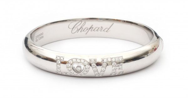 A 18 krt white gold 'LOVE' bracelet. Chopard, collection Happy Diamonds. Set with brilliant cut