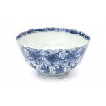 A Chinese blue and white bowl, decorated with flowers. Marked with a lozenge, Kangxi period (1662-
