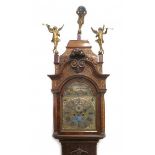 A Dutch burrwood longcase clock. Adress Ger. Bramer, Amsterdam. The 18th century movement enriched