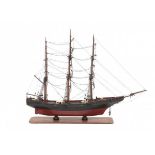 A wooden model ship, Baltimore clipper. Early 20th centuryHoogte 72 cm.