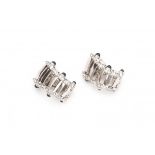 A pair of 18 krt white gold earrings. Patek Philippe, model Twenty-4. Set with brilliant cut