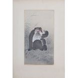 Two Japanese woodblock prints, monkeys. Ohara Koson (1877-1945).(2) 33,5 x 18 cm